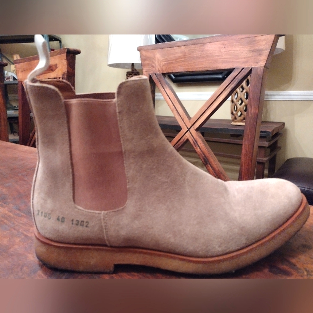 Common Projects Tan Suede Chelsea Boots Size 40 (Men's 7/Women's 10) - Picture 4 of 10